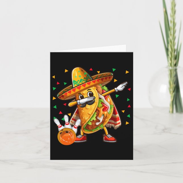 Dabbing Taco Playing Bowling Cinco De Mayo Player  Card (Front)