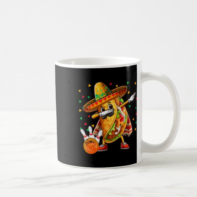 Dabbing Taco Playing Bowling Cinco De Mayo Player  Coffee Mug (Right)
