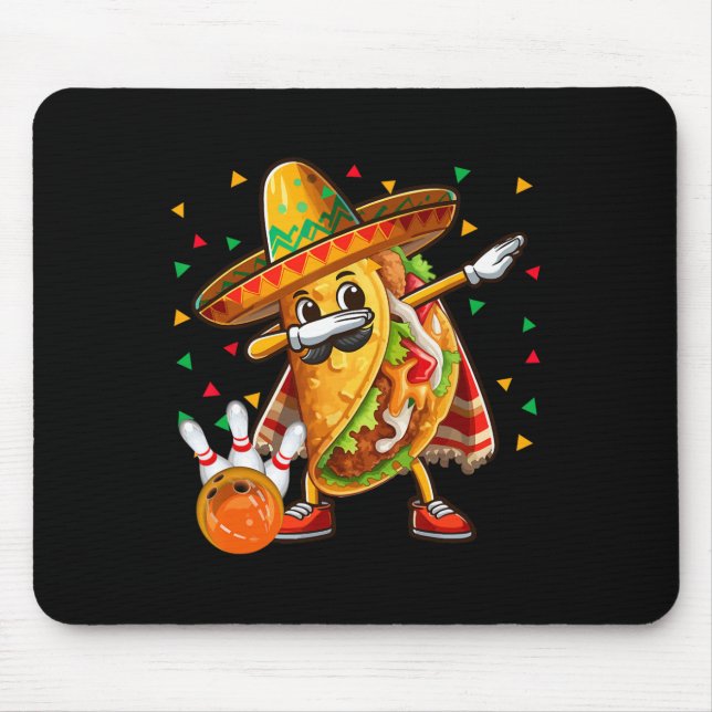 Dabbing Taco Playing Bowling Cinco De Mayo Player  Mouse Mat (Front)
