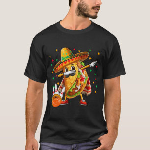 Dabbing Taco Playing Bowling Cinco De Mayo Player  T-Shirt