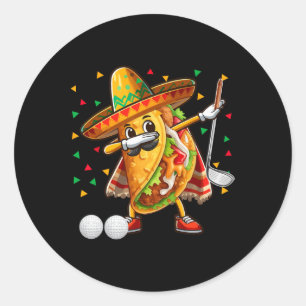 Dabbing Taco Playing Golf Cinco De Mayo Player Mex Classic Round Sticker
