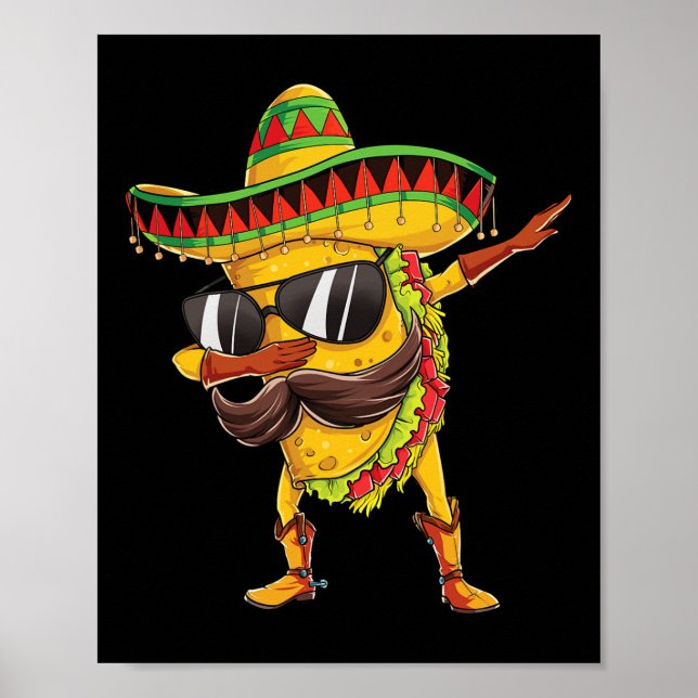 Dabbing Taco T Shirt Cinco De Mayo Kids Boys Men W Poster (Front)