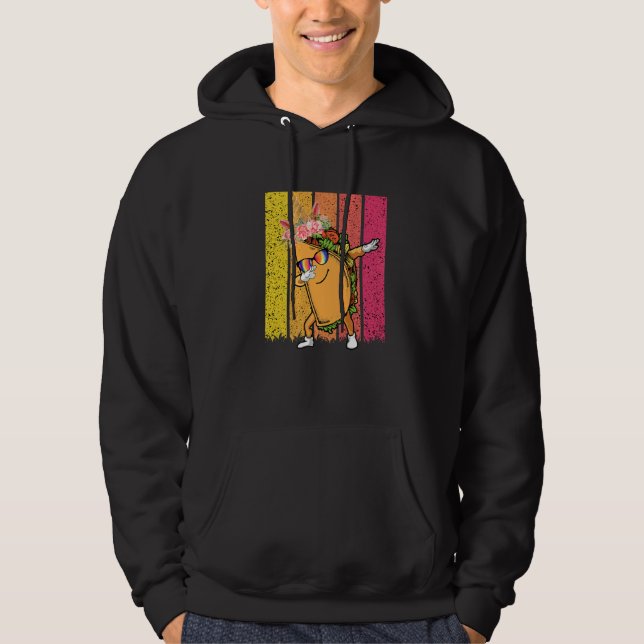 Dabbing Tacos wear flower crown unicorn tie dye su Hoodie (Front)