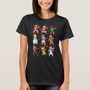 Dabbing Team Santa Mrs Claus Penguin Elf Christmas T-Shirt