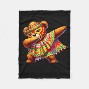 Dabbing Teddy Bear Lucha Libre Cinco De Mayo Mexic Fleece Blanket