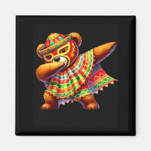 Dabbing Teddy Bear Lucha Libre Cinco De Mayo Mexic Magnet