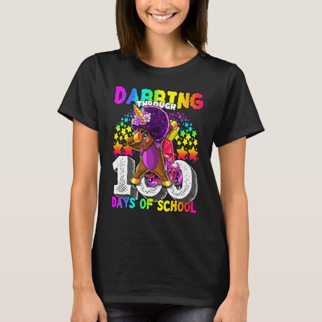 Dabbing Through 100 Days Of School Funny Cute Unic T-Shirt (Front)