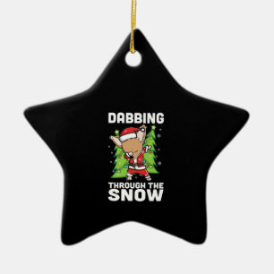 Dabbing Through Snow Chihuahua Christmas Dog Ceramic Tree Decoration