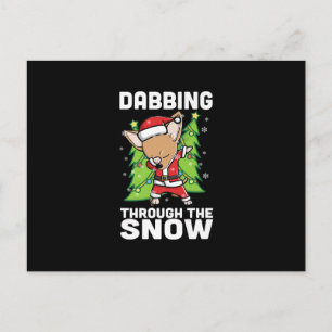 Dabbing Through Snow Chihuahua Christmas Dog Postcard