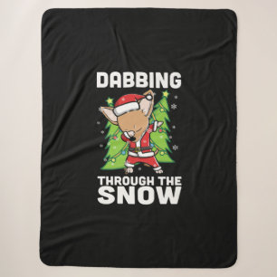 Dabbing Through Snow Chihuahua Christmas Dog Sherpa Blanket