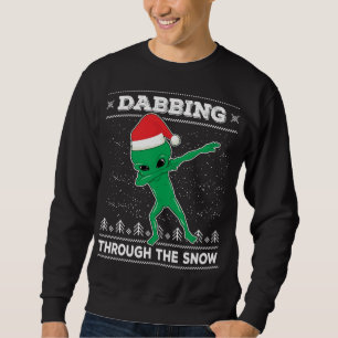Dabbing Through The Snow Alien Santa Ugly Christma Sweatshirt