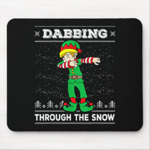 Dabbing Through The Snow Elf Dab Ugly Christmas Sw Mouse Mat