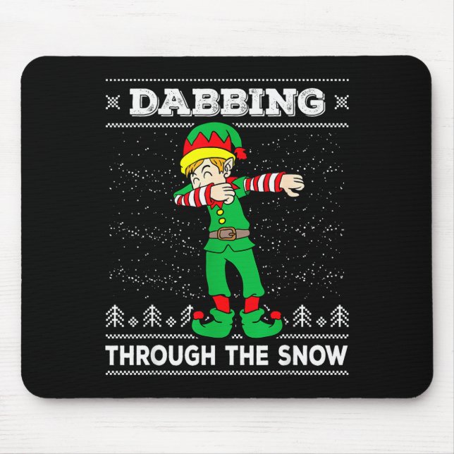 Dabbing Through The Snow Elf Dab Ugly Christmas Sw Mouse Mat (Front)