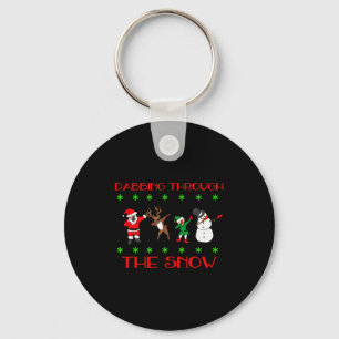 Dabbing Through The Snow Funny Christmas Design Key Ring
