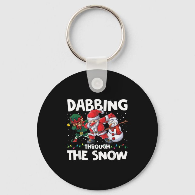 Dabbing Through The Snow Funny Santa Squad Fun Xma Key Ring (Front)