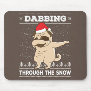 Dabbing Through The Snow Pug Ugly Christmas Sweate Mouse Mat