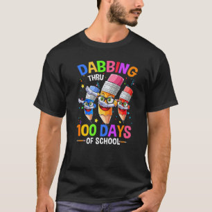 Dabbing Thru 100 Days Of School Crayon Teacher Kid T-Shirt