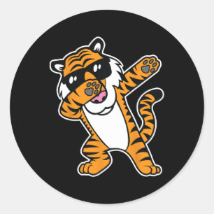 Dabbing Tiger Funny Cool Dancing Big Cat Dab Shirt Classic Round Sticker