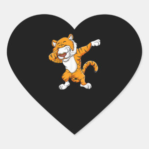 Dabbing Tiger Squad  Football Mascot Funny Dab Heart Sticker