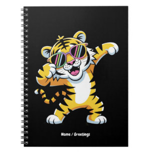 Dabbing Tiger with Sunglasses in Rainbow Funny Notebook