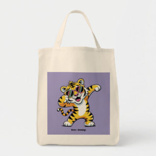 Dabbing Tiger with Sunglasses in Rainbow Funny Tote Bag