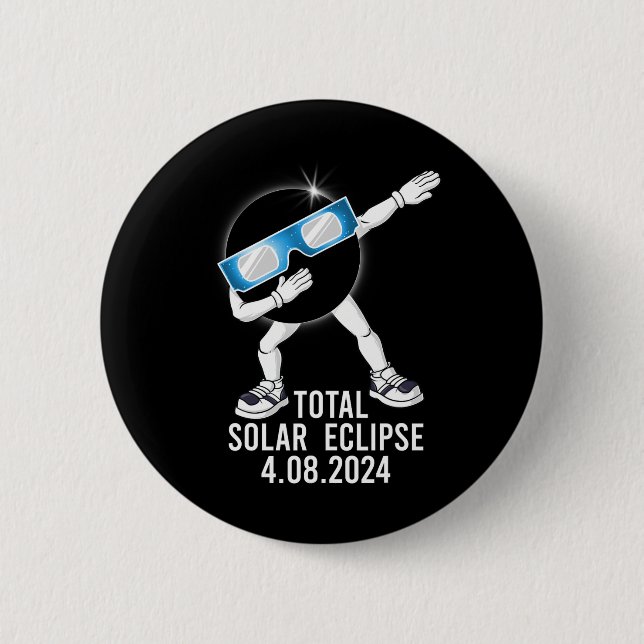 Dabbing Total Solar Eclipse 04.08.2024 Fun Dab Boy 6 Cm Round Badge (Front)