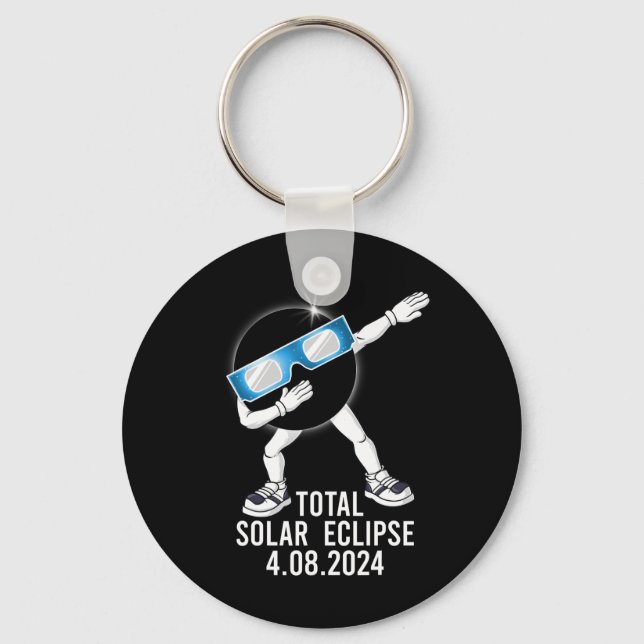 Dabbing Total Solar Eclipse 04.08.2024 Fun Dab Boy Key Ring (Front)