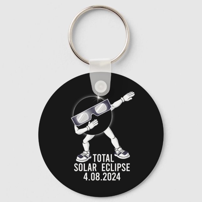 Dabbing Total Solar Eclipse 04.08.2024 Fun Dab Boy Key Ring (Front)
