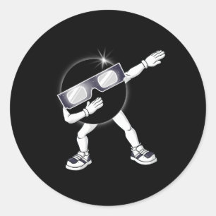 Dabbing Total Solar Eclipse 2024 Fun Dab Boys Girl Classic Round Sticker