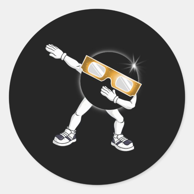 Dabbing Total Solar Eclipse 2024 Fun Dab Boys Girl Classic Round Sticker (Front)