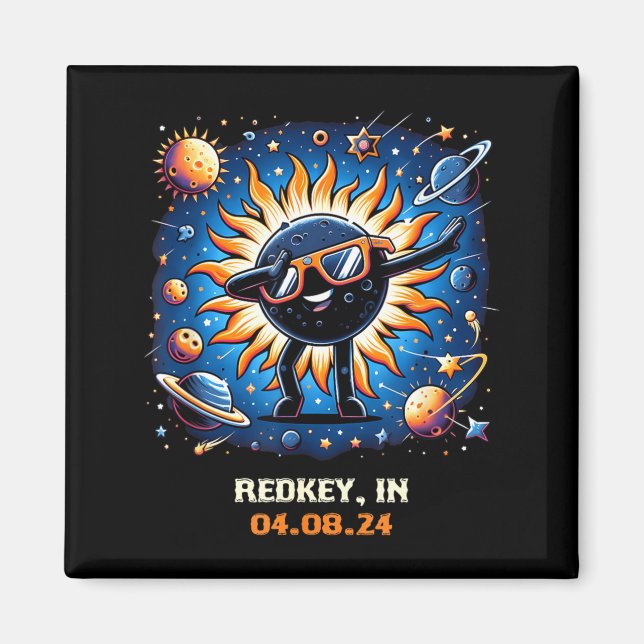 Dabbing Total Solar Eclipse Redkey Indiana Magnet (Front)