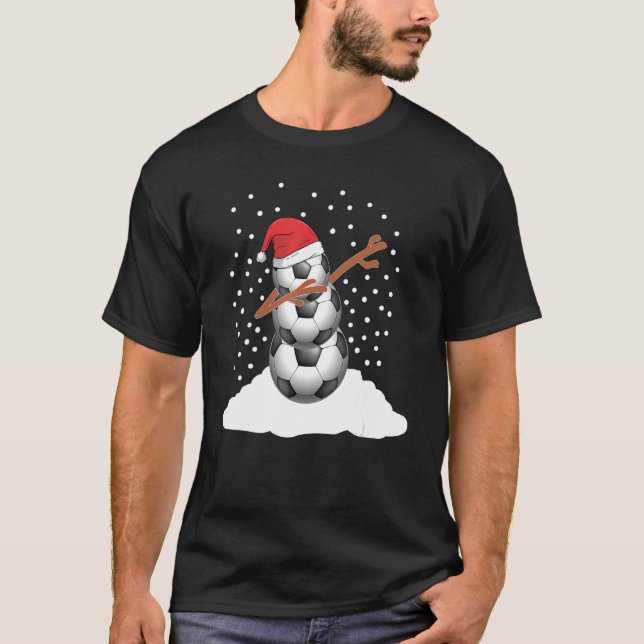 Dabbing Trough The Snow Soccer Ball Snowman For Sa T-Shirt (Front)
