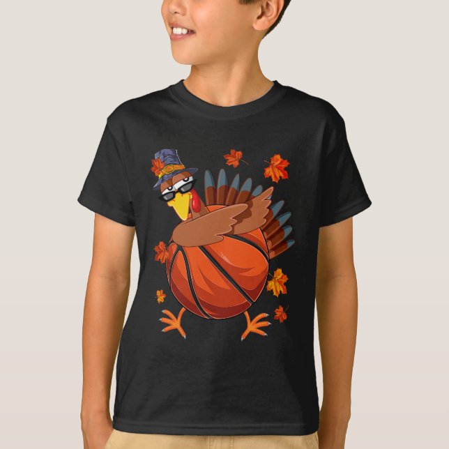 Dabbing Turkey And Sketll Ll Fall Vibes Thanksgivi T-Shirt (Front)