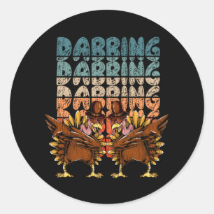 Dabbing Turkey Family Kids Matching Thanksgiving Classic Round Sticker