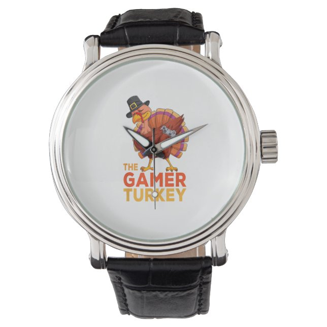 Dabbing Turkey Gamer Thanksgiving Gaming Kids Boys Watch (Front)