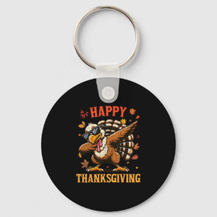 Dabbing Turkey Happy Thanksgiving Day Pilgrim Boys Key Ring