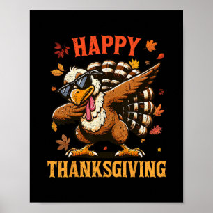 Dabbing Turkey Happy Thanksgiving Day Pilgrim Boys Poster