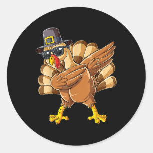Dabbing Turkey Happy Thanksgiving Thankful Turkey Classic Round Sticker