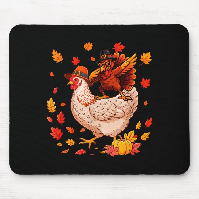 Dabbing Turkey On Chicken Thanksgiving Autumn Lgri Mouse Mat (Front)