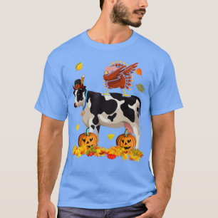 Dabbing Turkey Riding Cow Thanksgiving Turkey Cow T-Shirt