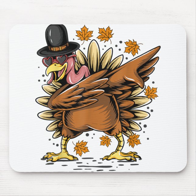 Dabbing Turkey Thanksgiving Dancing Mouse Mat (Front)