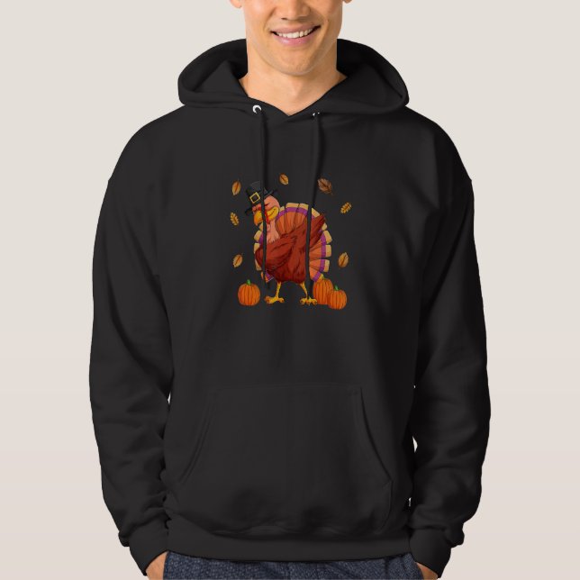 Dabbing Turkey Thanksgiving Day For Boys Kids Men Hoodie (Front)