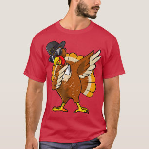 Dabbing Turkey Thanksgiving Day Gifts Pilgrim Boys T-Shirt