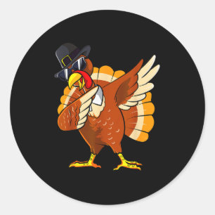 Dabbing Turkey Thanksgiving Day Lgrim Boys Kids Me Classic Round Sticker
