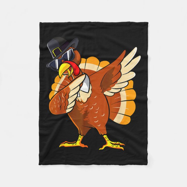 Dabbing Turkey Thanksgiving Day Lgrim Boys Kids Me Fleece Blanket (Front)