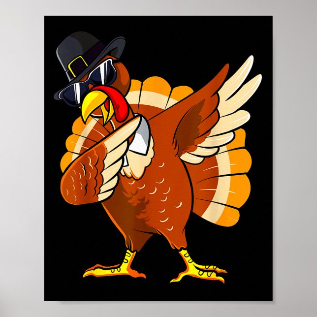 Dabbing Turkey Thanksgiving Day Lgrim Boys Kids Me Poster (Front)