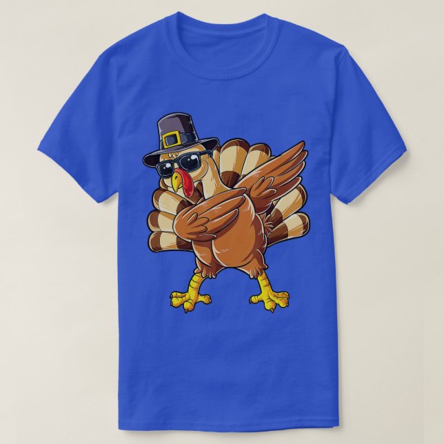 Dabbing Turkey Thanksgiving Day Pilgrim Boys Girls T-Shirt (Design Front)