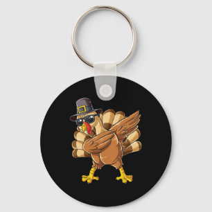 Dabbing Turkey Thanksgiving Day Pilgrim Boys Men F Key Ring