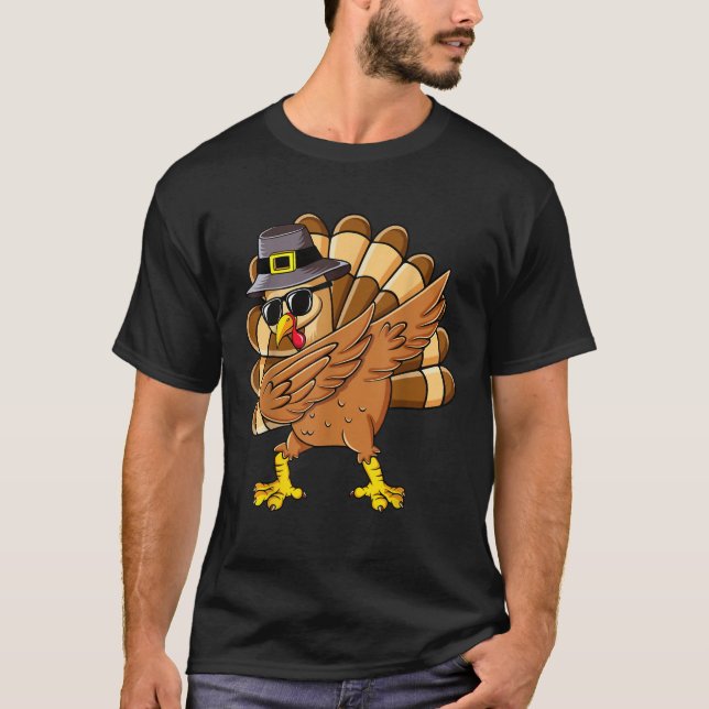 Dabbing Turkey Thanksgiving Day Pilgrim Boys Men F T-Shirt (Front)