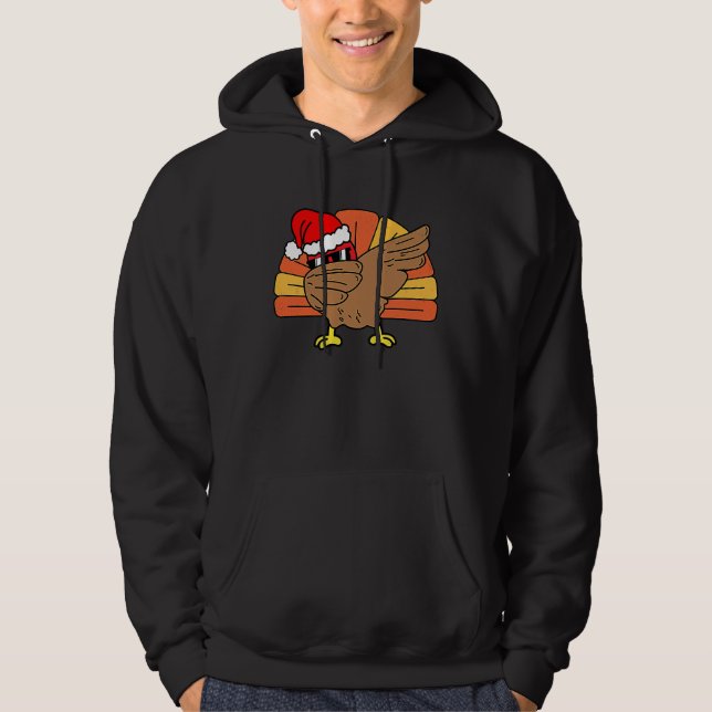 Dabbing Turkey Thanksgiving Holiday Pilgrim  Chris Hoodie (Front)